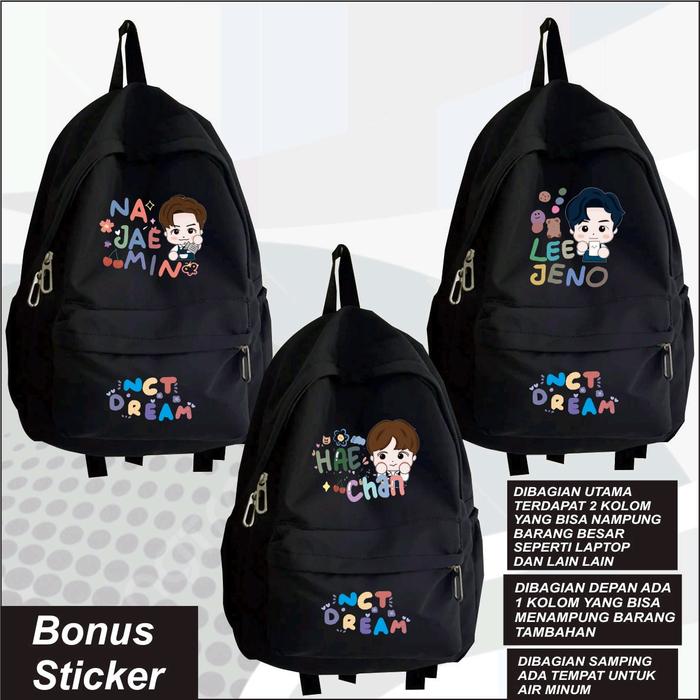 Tas Sekolah Ransel Nct Dream Na Jae Min Haechan Lee jeno Chenle Mark Lee Renjun Park Ji Sung