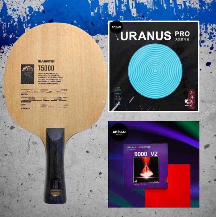 SANWEI T5000 SET UP BET BINTIK SERANG YINHE URANUS PRO & YINHE 9000V2 Raket Tenis Meja Profesional d