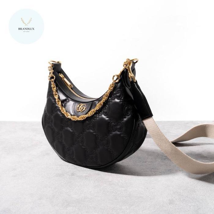 GUCCI GG MONOGRAM SMALL HOBO SHOULDER BAG BLACK