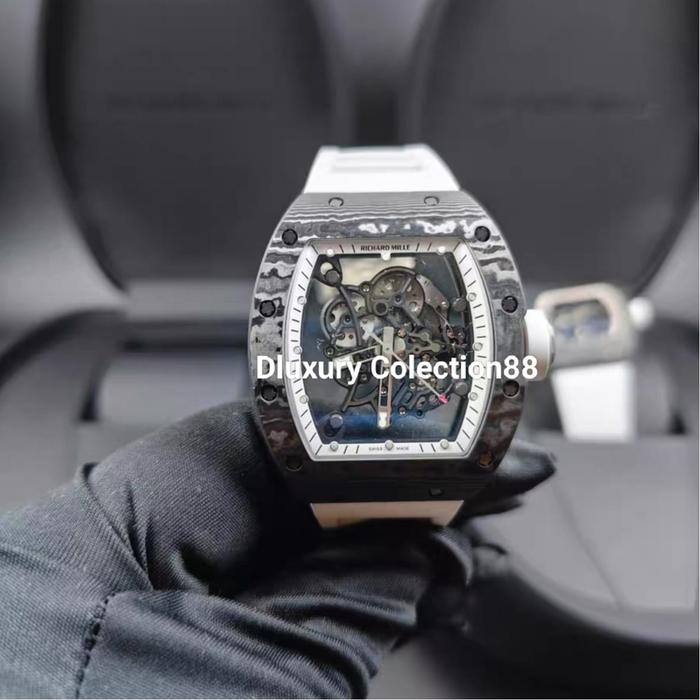 dcRichard Mille RM35-01 Carbon Tranparan Swiss Automatic Movement White Dial Black