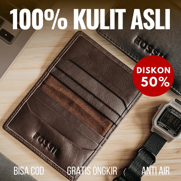 Wilona Leather - Lite Card Holder Model Lipat Dompet Kartu Slim Pria Wanita Kulit Asli Hitam Cokelat