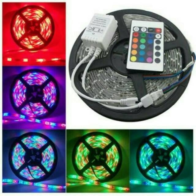 Lampu RGB LED Strip Lampu LED Strip RGB Lampu Casing PC Lampu Dinding 5M 5 Meter Remote Controller
