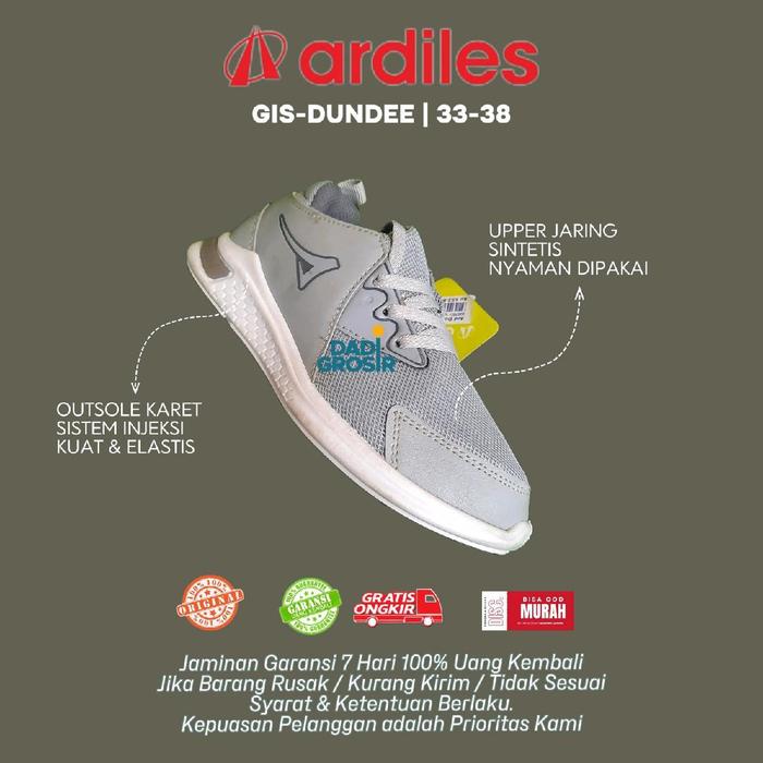 SEPATU OLAHRAGA ANAK SEPATU ARDILES ORI GIS DUNDEE PRIA WANITA SEPATU RUNNING WANITA ABU ABU CEWEK S