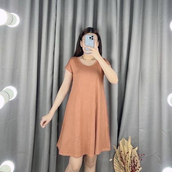 Dress Mola 975 | Swing Dress | Dress Rayon Wanita Lembut Nyaman | Dress Midi Wanita Jumbo Rayon Span