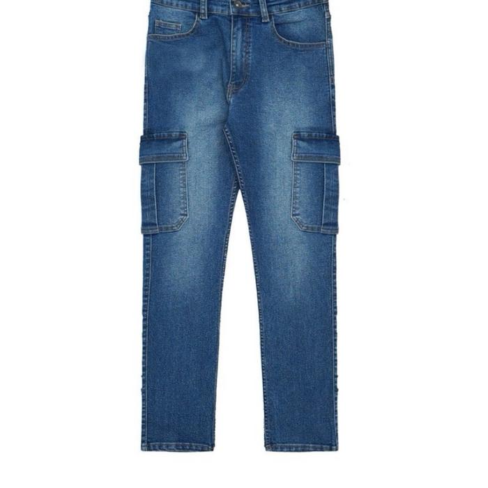 3Second Men's Long Cargo Denim Pants Slim Fit Ascent HP-030325