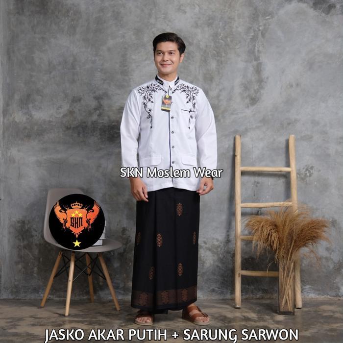 SKN- Jasko Bordir Motif AKAR M L XL XXL Baju Muslim Pria Lengan Panjang Koko Dewasa Modern Terbaru 2