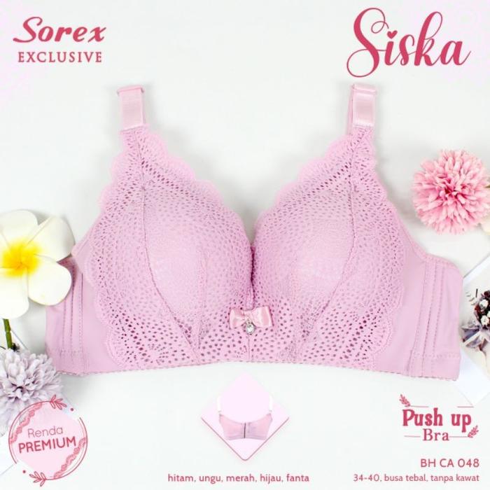 BH BRA SOREX CA 048 CA048 PREMIUM ADA RENDA - Bra BH Sorex CA 048 Tanpa Kawat Busa Sedang Kait 4 (Cu
