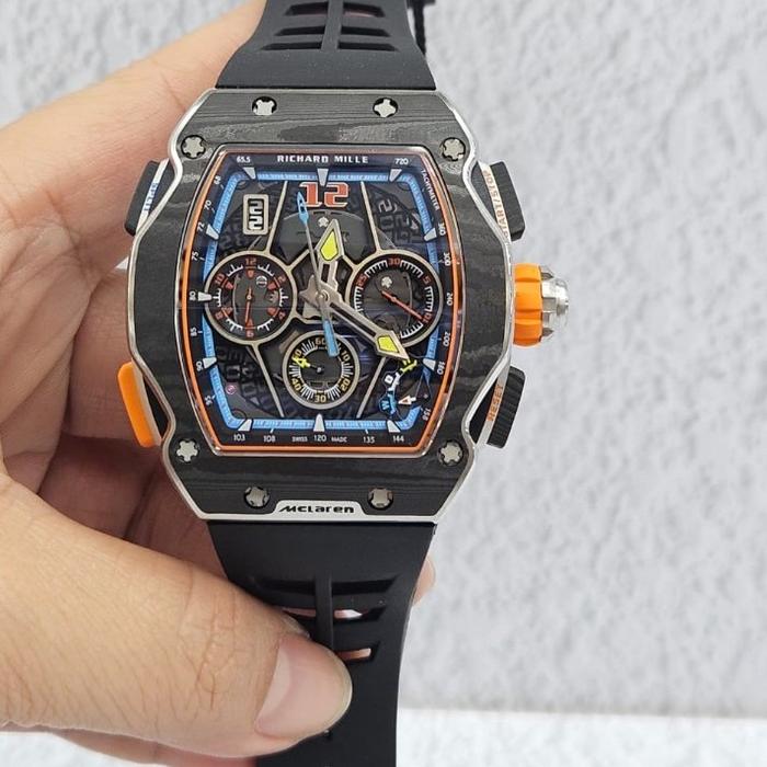 RM65 MCLAREN CARBON SWISS AUTOMATIC CHRONO AKTIF SOFT RUBBER BLACK STRAP RM 65 MCLAREN SWISS