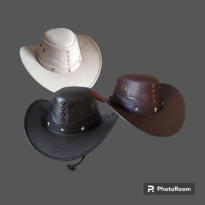 Topi pria topi Cowboy koboi laken Koboy kulit  ready ukuran besar big size XXL XXXL