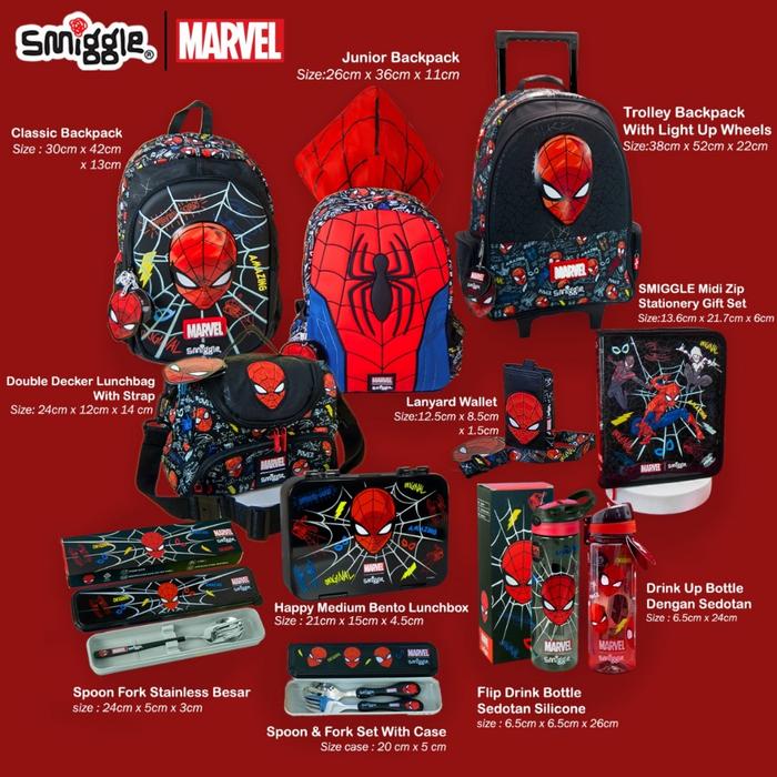 Tas Karakter Smiggle X Marvel Series Bags/Hardtop Pc/ Botol Air Cocok Hadiah