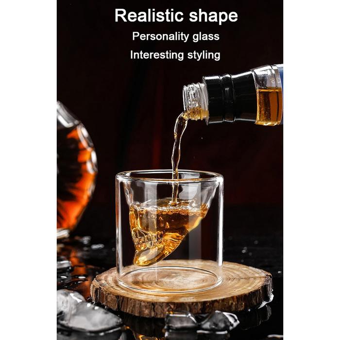 APEN Gelas Kaca Wine Model Tengkorak Halloween Double Wall Crystal Mug 150ML Barang Unik - SG-02