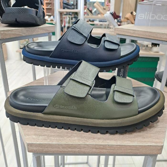 Crocodile Sandal Pria Kulit Asli Sol Karet Empuk Nyaman untuk Sehari-hari