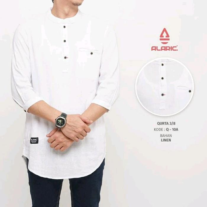kurta alaric lengan 3/4 pakaian muslim/pakaian muslim kurta alaric/koko Baju