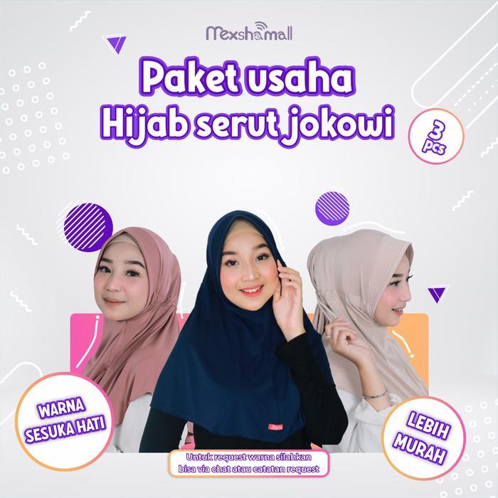 Paket Hemat Hijab Shamira Serut Jokowi Jersey All Size Get 3 Jilbab Syari Muslim Serut Nyaman Panjan