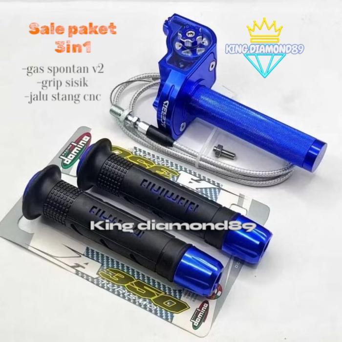 Paket 3in1 Gas Spontan Acerbis + Handgrip Sisik + Jalu Stang Gas Spontan Kontan Acerbis Full Cnc Plu