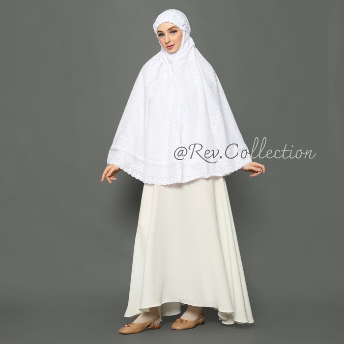 Bergo Kantong Putih Bordir Jumbo Khimar Syari Kerudung Umroh Haji