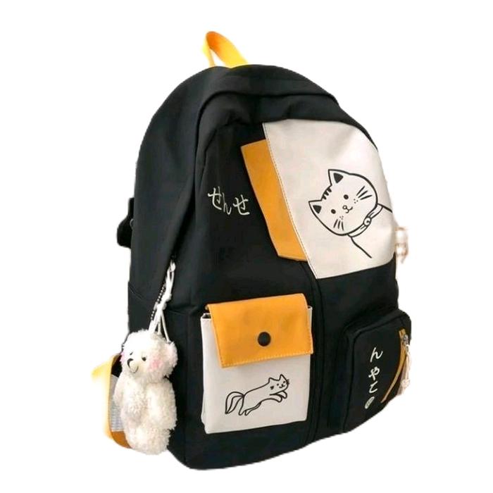 Tas Ransel Lucu dengan Desain Kucing dan Tulisan Jepang untuk Wanita dan Remaja bisa juga dapet di b