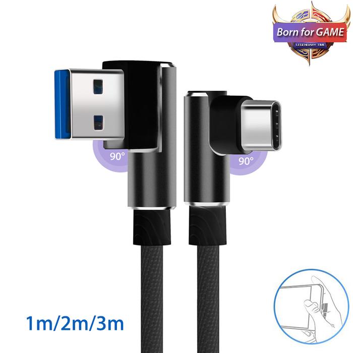 1/2/3 Meter For Samsung Galaxy A50 A80 S10 S9 A3/A5/A7 2017 90 Degree USB Type C USB-C Charging Cabl