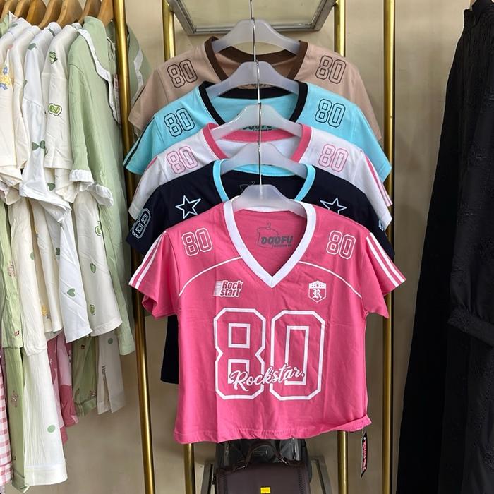 Jersey Crop Premium Rockstar No 80 untuk Wanita