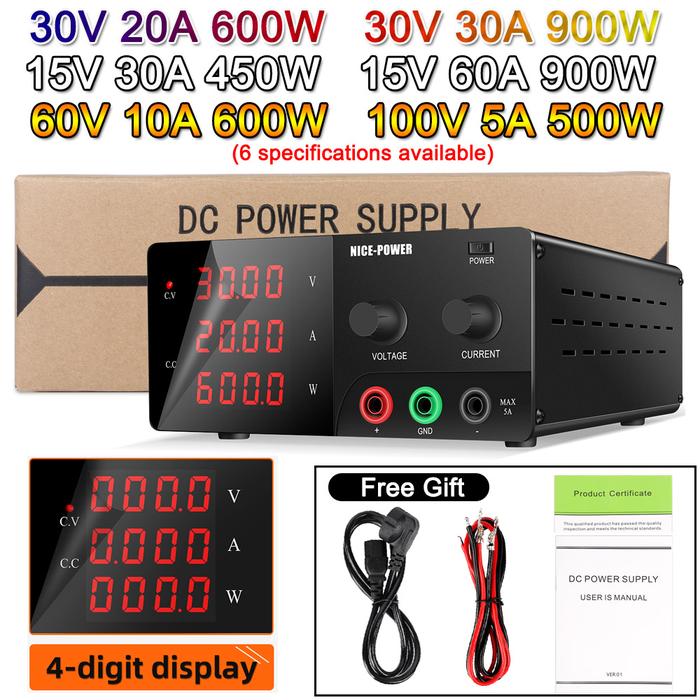 900W Bench Power Supply 30V 30A 20A 12V 50A Switching Lab Voltage