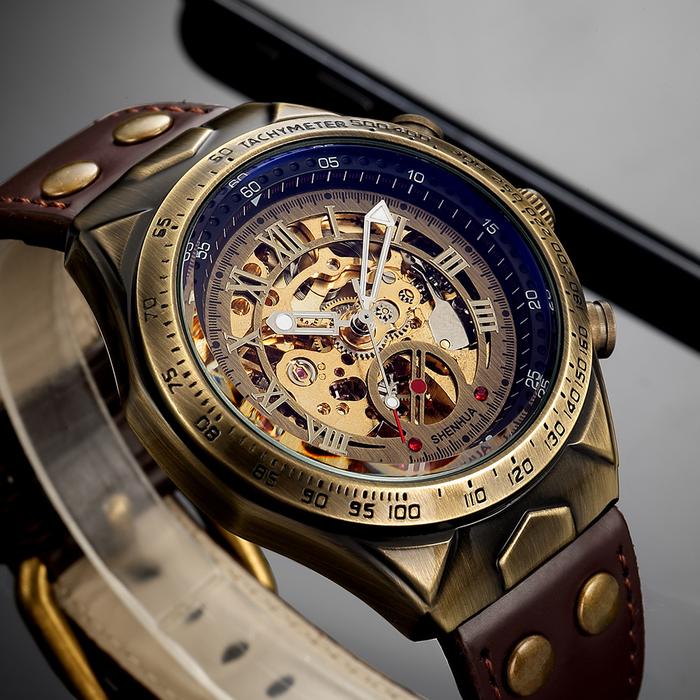 Jam Tangan Asli Otomatis Kulit Tahan Air Mesin Mekanik Transparan Awet Seumur Hidup Premium Original