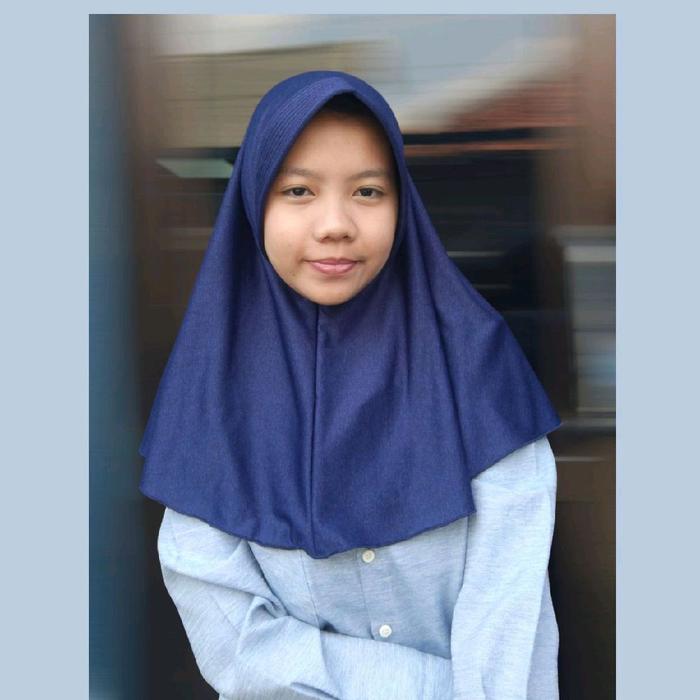 Jilbab bergo dewasa bahan katun PE warna biru dongker