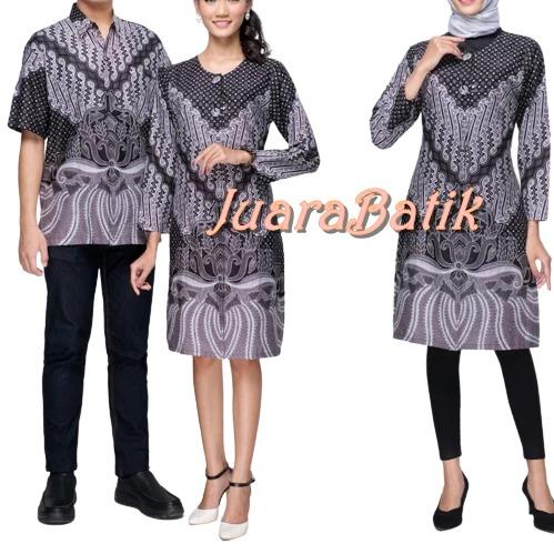 COUPLE TUNIK BATIK POLA PUTIH BIGSIZE COUPLE TUNIK JUMBO SERAGAM TUNIK BATIK ATASAN MUSLIMAH COUPLE 