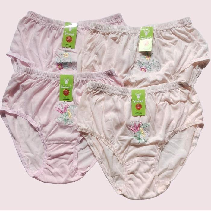 6 Pcs CELANA DALAM MERK YUTIND MOTIF SABLON/BORDIR Katun Lembut Motif Bunga  Nyaman kancut   dewasa 