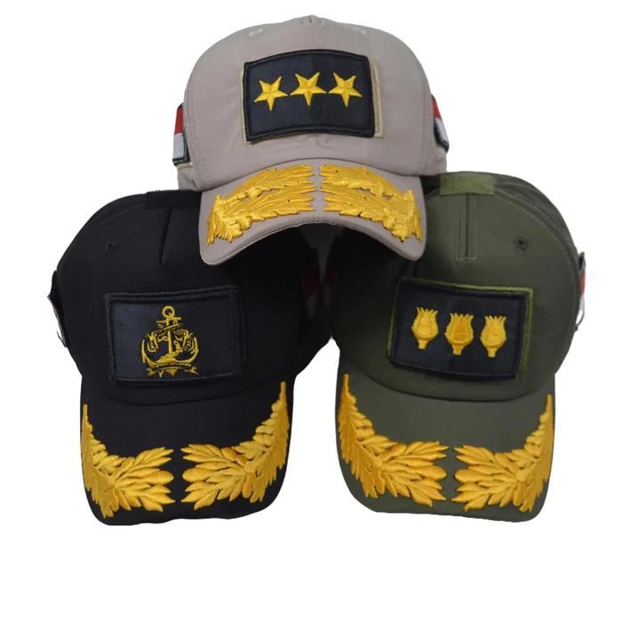Topi Tactical TNI AL Kain Ribstob Cream/Army/Hitam Velcro Depan 9cm x 5cm Kancing Original Import Ch