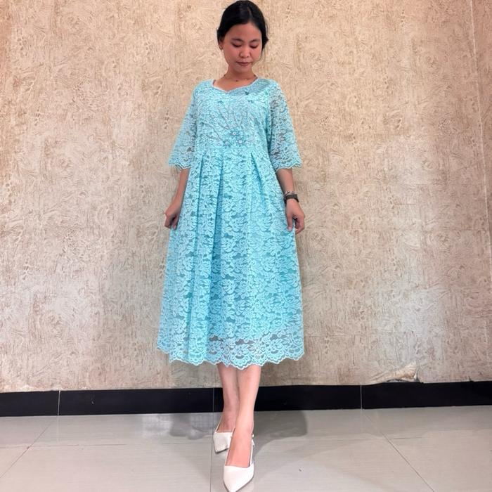 Dress kebaya El-Ghana, brokat premium, kombinasi dengan panyetan