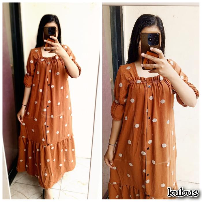 FUJI POMPOM DRESS // Dress Wanita Viral // Dress Fuji Pompom Viral // Dress Wanita Dewasa // Dress F