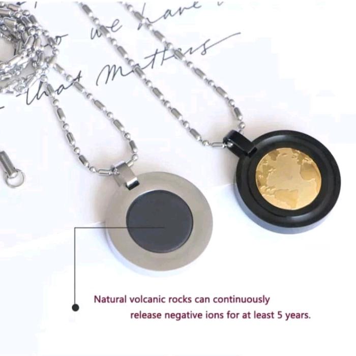 Kalung Titanium Mci Pria & Wanita Liontin Batu Magnet Quantum Pendant Oryginal + Box & Sertifikat ka