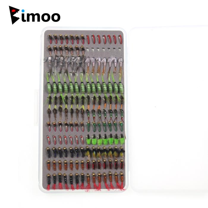 Bimoo 147pcs Promo Wet Nymph Fly Fishing Lures Set Bead Head Nymph