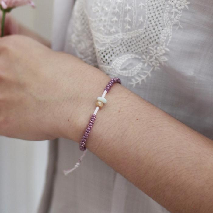 Florja — Stuka Bracelet | Gelang Wanita Beads Manik Kepang Couple - Mauve