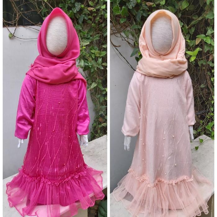 Gamis anak pesta tile mutiara