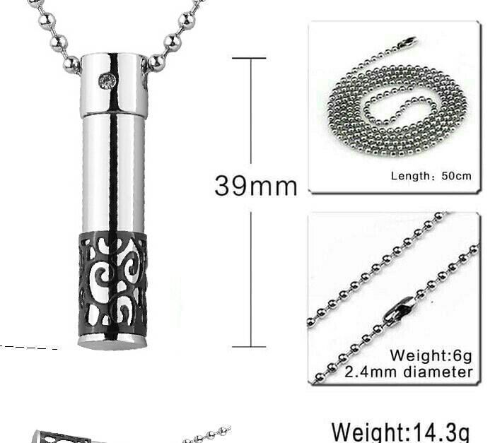 Kalung Botol Parfum Tabung Hitam Titanium Unik Keren Harga Murah Kece