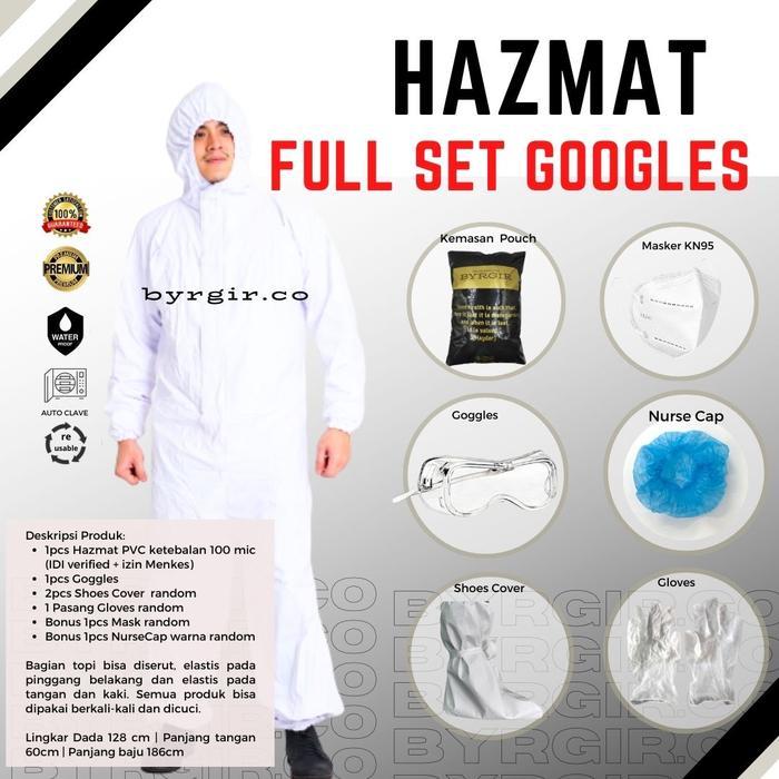 PREMIUM (READY) terjamin BYRGIR Hazmat Level 3 Lengkap Full Set Baju APD Coverall Bisa Dicuci terlar