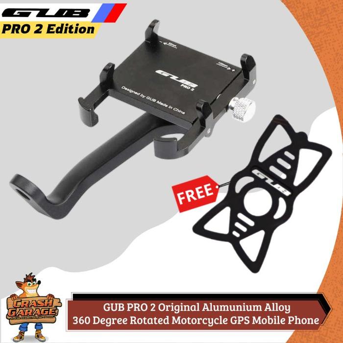 GUB PRO 2 Phone Holder HP Motor Dudukan Hp Motor di Spion Phone Holder Hp Motor Alumunium Alloy- Du