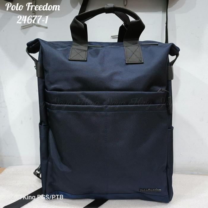 Polo Freedom Ransel Laptop Jinjing Lipat Samping Tas Sekolah Kerja Pria Bahan Tebal Waterproof
