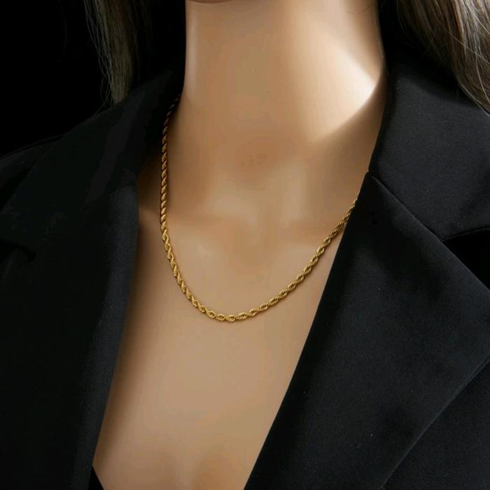 Kalung titanium lapis emas asli 24k cocok untuk pria & wanita anti karat & anti luntur dengar