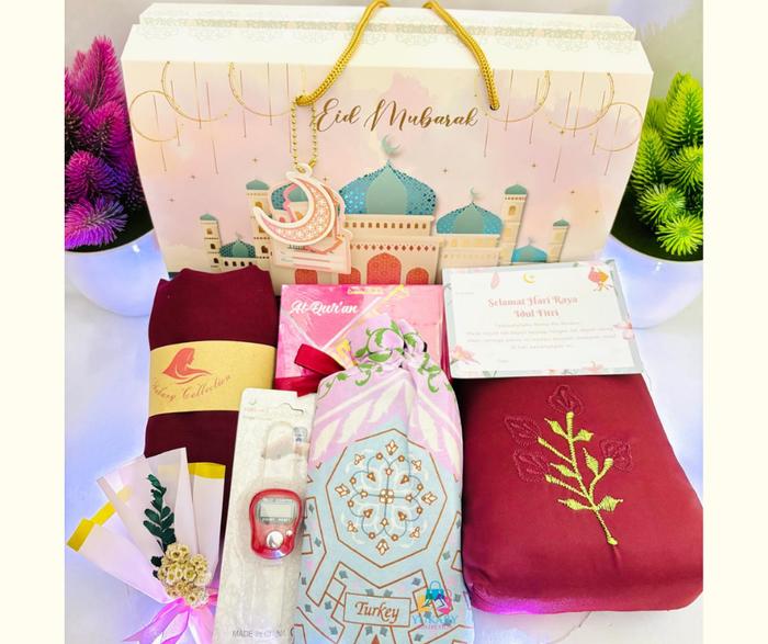 Hampers Mukena Travel Sajadah Quran Gabel Box Hampers Idul Fitri Eid Mubarak
