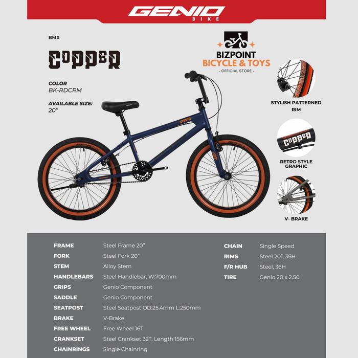 Bmx 20 genio copper gx 33 bmx freestyle by UNITED - BLACK RED CREAM