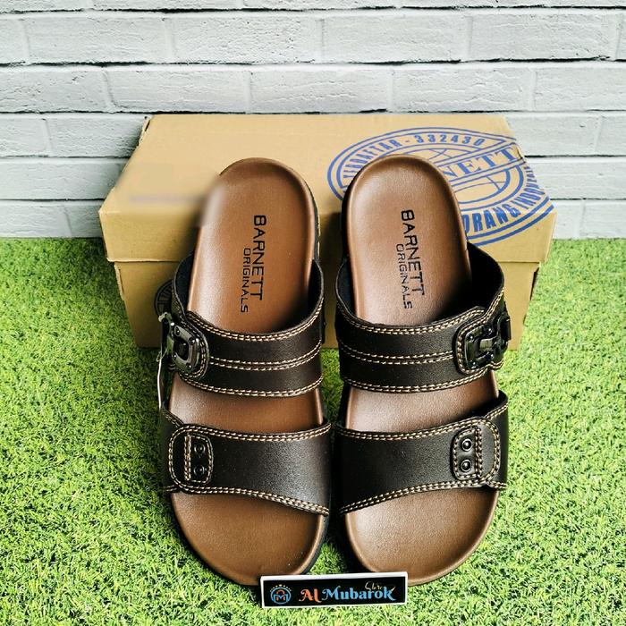 BARNETT Reno 17 - BARNETT Ecco 01 - Sandal Kulit Pria Slip On Coklat (Uk. 38-43)