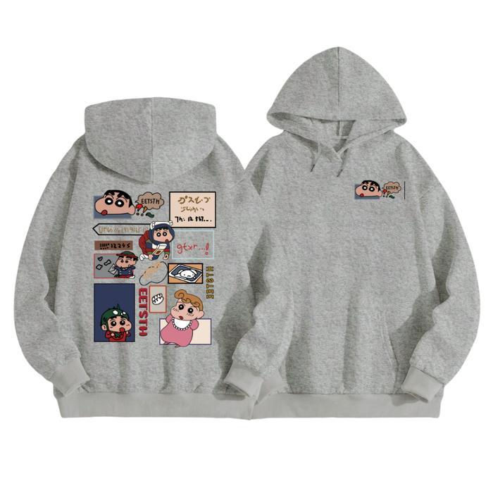 Hoodie Unisex Oversize | Crayon Shinchan & Himawari | Bahan Milk Cotton
