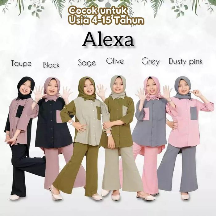 Ready Stok Terbaru/Setelan Anak Perempuan Free Hijab 3In1 Usia 4 5 6 7 8 9 10 11 12 Thn Muslim Anak 