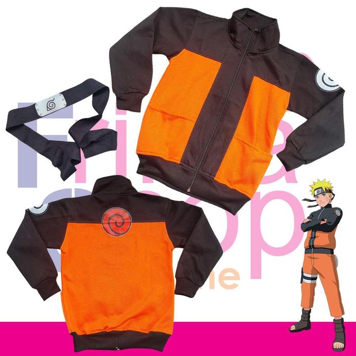 Naruto Shippuden MLBB Paket Kostum Anak Jaket Sarung Tangan Headband - Jaket + Headband, M