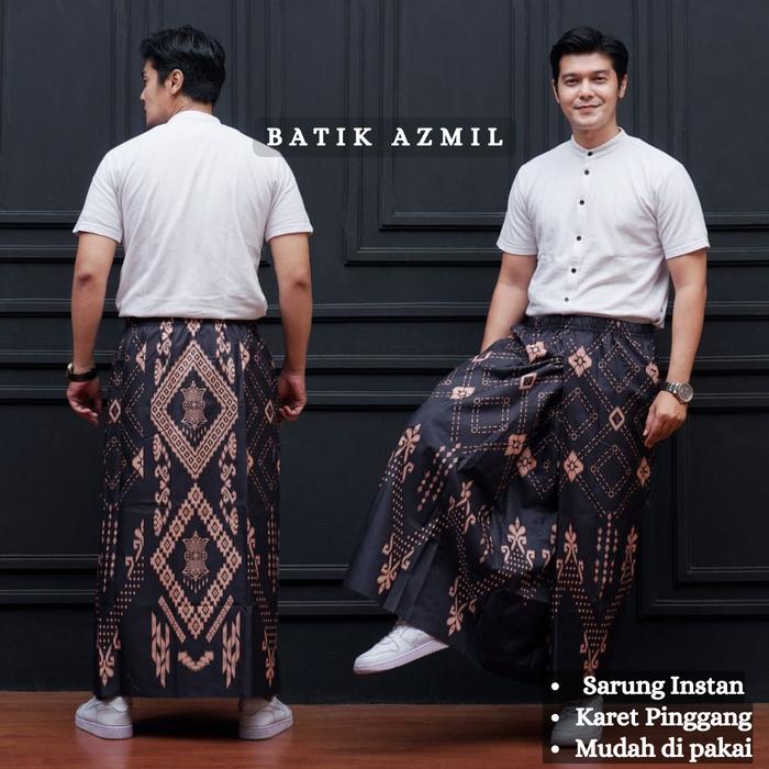 BATIK AZMII - Sarung Instan Dewasa Tinggal Pakai tidak ribet Karet Pinggang Elastis Model Rok - Saru