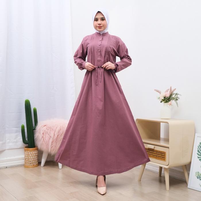 Gamis Polos Katun Paris Matt | Guangzhou Fashion Wanita Dewasa Mewah Muslim Cantik Panjang |6008