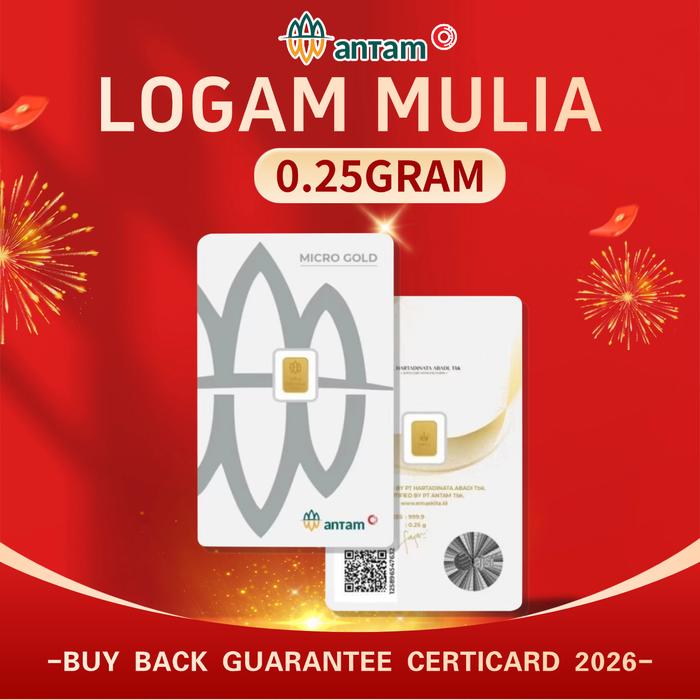 0.25 GR (GRAM) GOLDBAR/LOGAM MULIA/LM/EMAS BATANGAN ANTAM BERSERTIFIKAT - Certicard 2026
