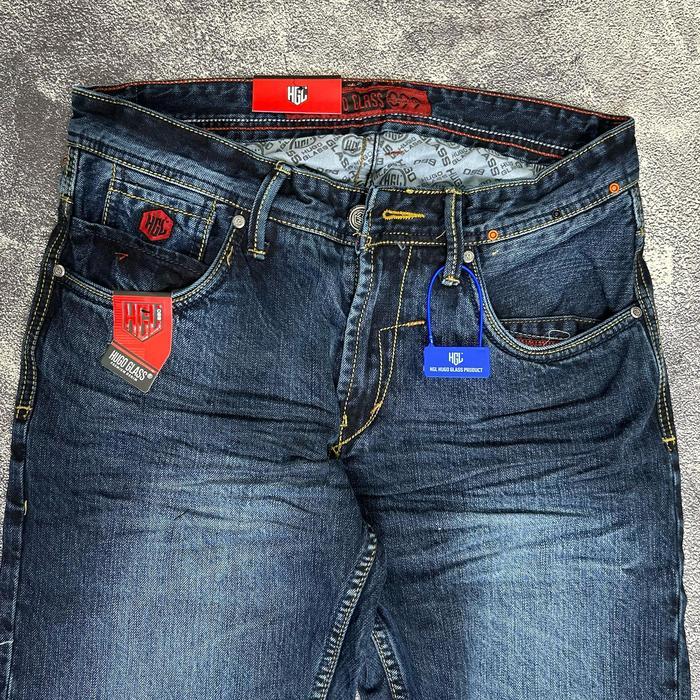 HUGO GLASS ORIGINAL Jeans Reguler Fit – Bahan Corvus Import, Jahitan Selvedge Premium Distro